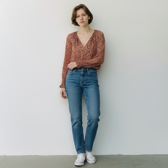 A.L.C. 100% silk orange,pink&black paisley blouse size 8 Bohemian luxury top. - Picture 2 of 7